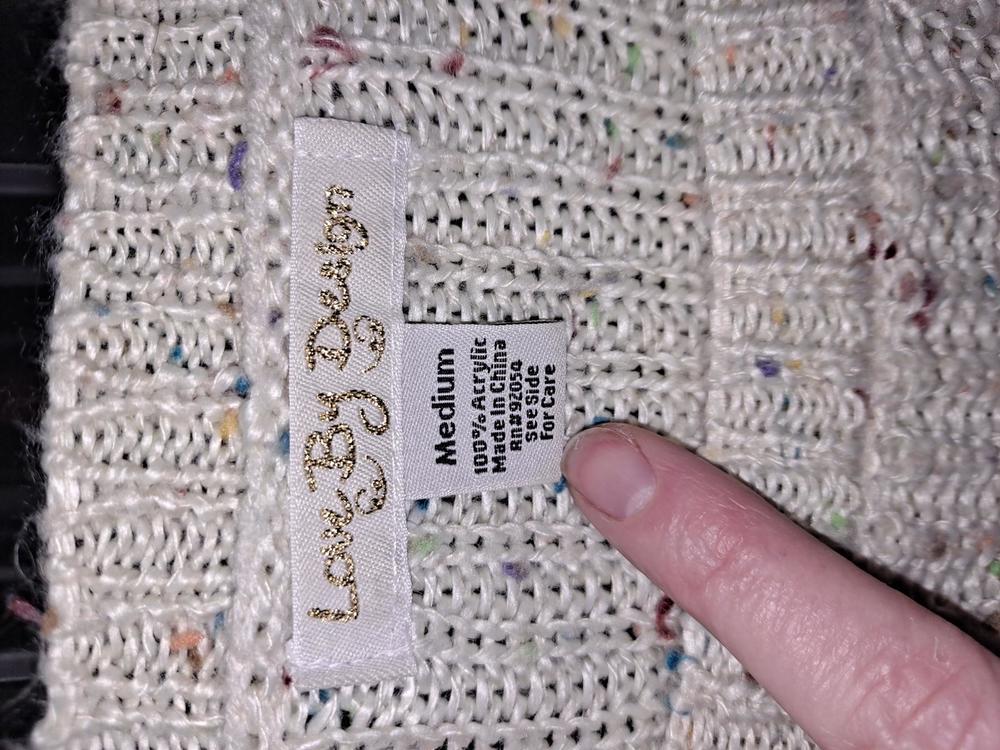 Love By Design White with Colorful Dots Scoop Neck Sweater Size Medium - Picture 4 of 6